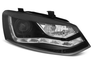 Передние фары Daylight для Volkswagen Polo V (09-17) Black
