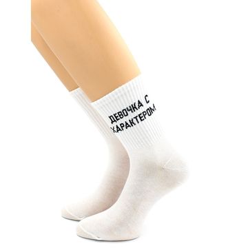 Носки с надписью "Девочка с характером" белые Hobby Line