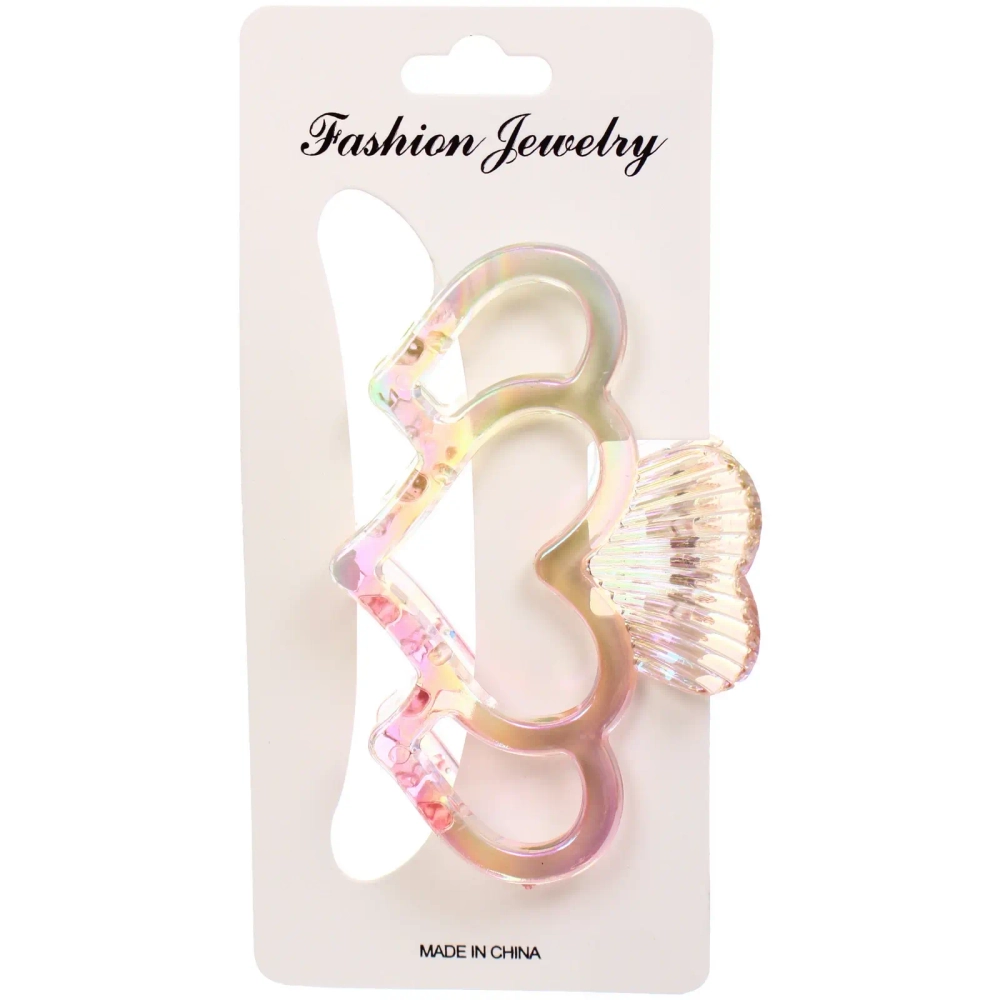 Заколка-краб для волос «Мон Пион», сердечки, микс 6 цветов, 9,5см (Блистер)