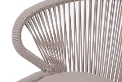 "Милан" стул плетеный из роупа, каркас алюминий (RAL1001), роуп бежевый круглый, ткань бежевая