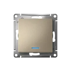 Выключатель 1-кл. СП AtlasDesign 10А IP20 (сх. 1а) 10AX с подсветкой механизм шампань SE ATN000513