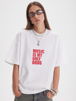 Футболка Only music, молочная