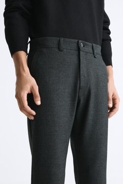 ZARA БРЮКИ КОМФОРТНОЙ ПОСАДКИ ИЗ РЕЛЬЕФНОЙ ТКАНИ, СЕРЫЙ