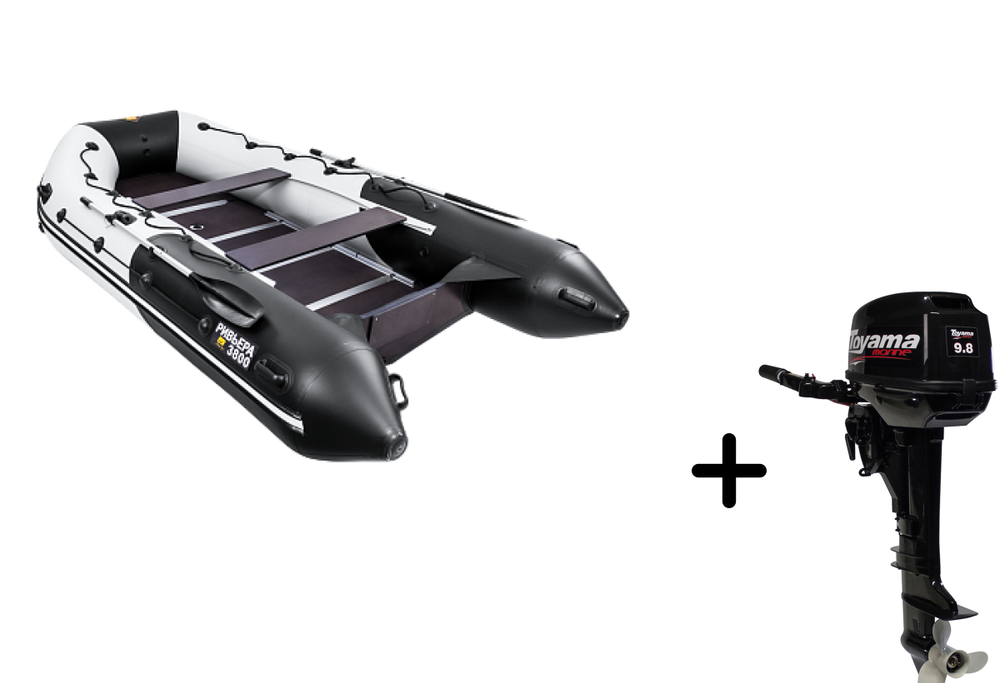 Ривьера 3800 слань+киль + Toyama T 9.8 BMS (комплект лодка + мотор)