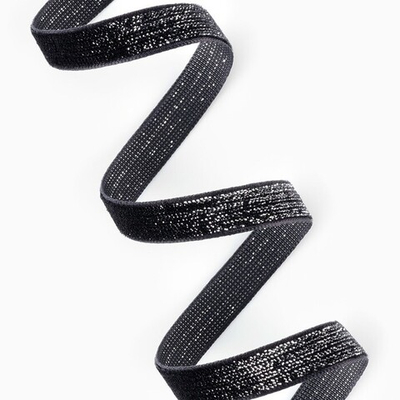 Бархатная лента с серебряным люрексом 10 мм