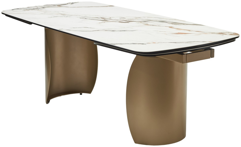Стол М-City DISAUR Бронте (Bronte) 200 Раскл. Kl-188 Контрастный мрамор матовый, Итальянская керамика, Шампань