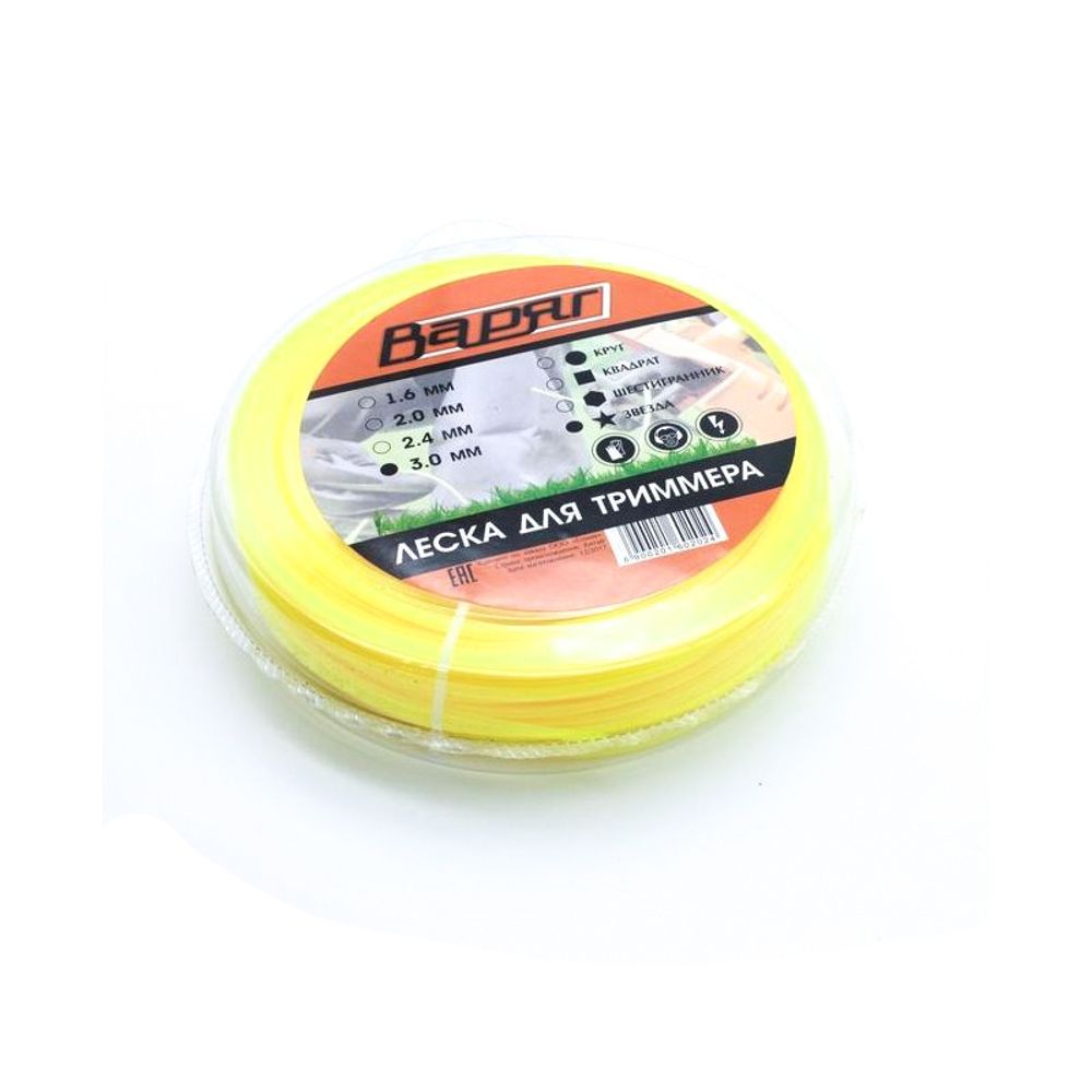 Леска ВАРЯГ 3,0 мм звезда 74 м