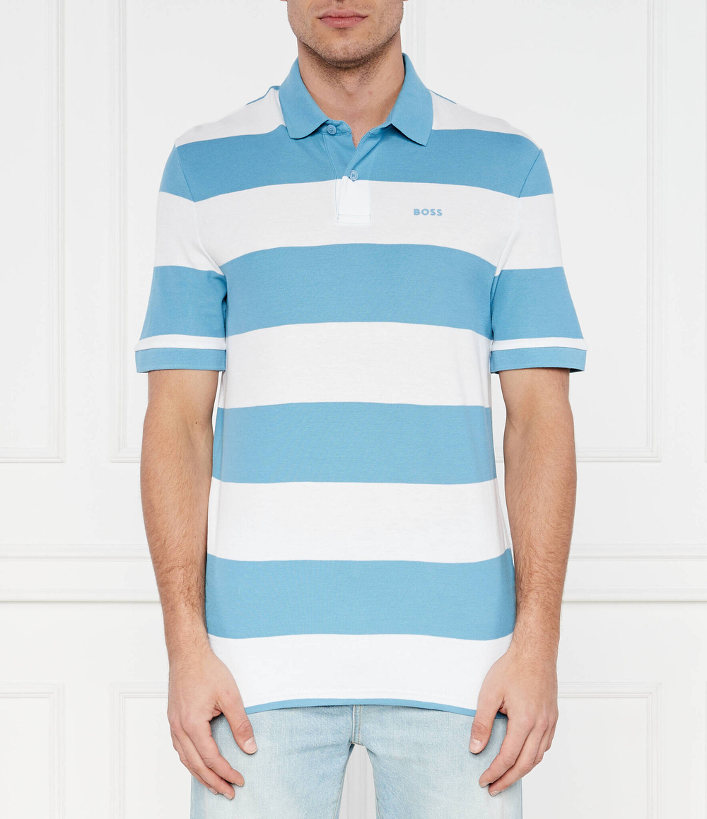 Поло PalesStripe BOSS ORANGE - голубой(50513604)