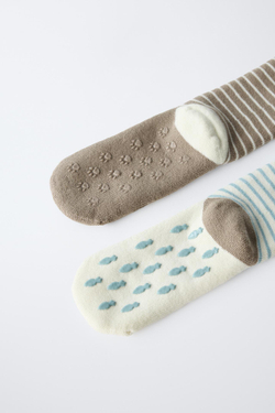 ZARA НАБОР ИЗ ДВУХ ПАР НОСКОВ, СЕРОВАТО-КОРИЧНЕВЫЙ