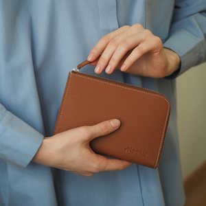 Кошелек кожаный, теленок карамельного цвета