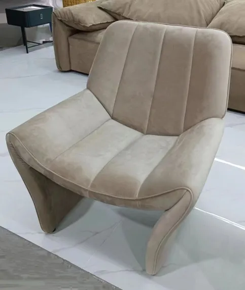 Кресло с оттоманкой 6006 серо-бежевый велюр