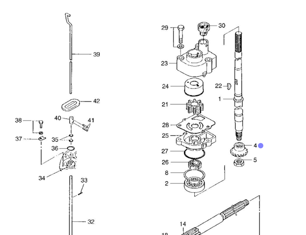 Шестерня верт. вала Tohatsu MFS9.9-MFS18 (3H8-64020-0)
