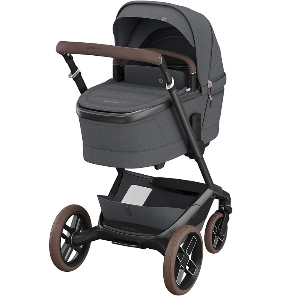 Детская коляска Maxi-Cosi Fame 3 в 1 с автокреслом Coral 360 Essential black Twillic Graphite/графит