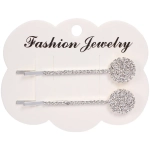 Невидимки для волос 2шт «Кристалы Агоры», стразики, цвет серебро, 6,5см (блистер и пакет с подвесом)