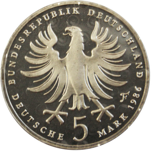 5 марок. 200 лет со дня смерти Фридриха II Великого. (F) Германия. Медноникель. 1986 г. PROOF