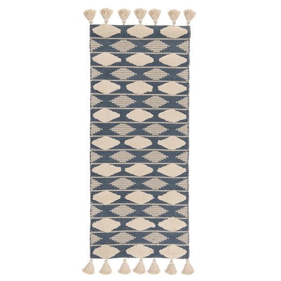 Ковер из хлопка синего цвета Argyle Ethnic 70х160 см