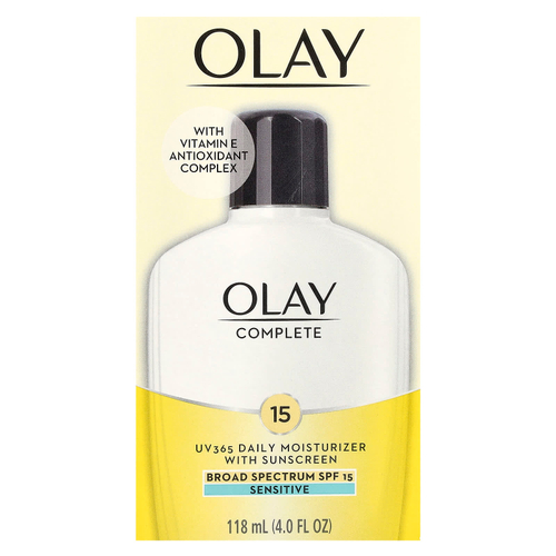 Olay, Complete, UV365, ежедневное увлажняющее средство с солнцезащитным эффектом, SPF 15, для чувствительной кожи, 118 мл (4 жидк. унции)