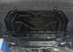 Защита картера и КПП AutoMax для Mitsubishi Outlander III (V - 2.0; 2.4; 3.0) 2012-2018/Mitsubishi Outlander III рестайлинг (V - 2.0; 2.4) 2018-н.в., сталь 1.4 мм, с крепежом, штампованная, AM.4036.1