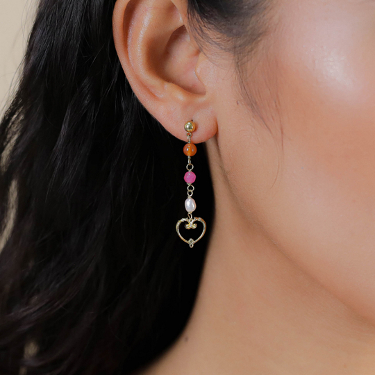 Серьги Franck Herval, Jeanne, с жемчугом, агатом и нефритом, FH26.1-12-70102 (розовый)