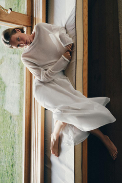 ZARA ЮБКА-НАКИДКА МИДИ, БЕЛЫЙ