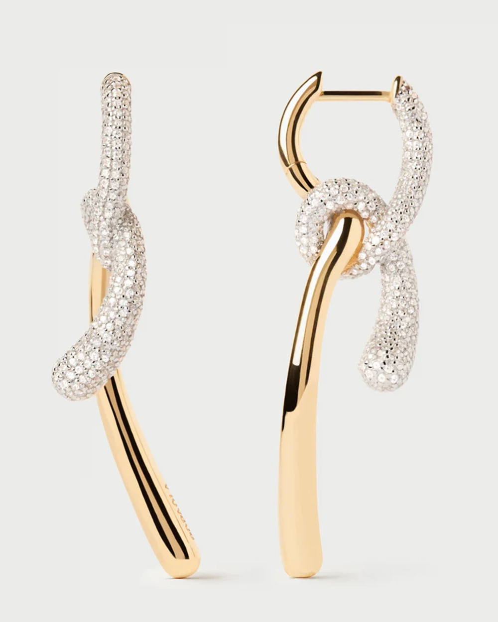 Серьги Pav Twist Hoops серебро 925 пробы покрытое золотом