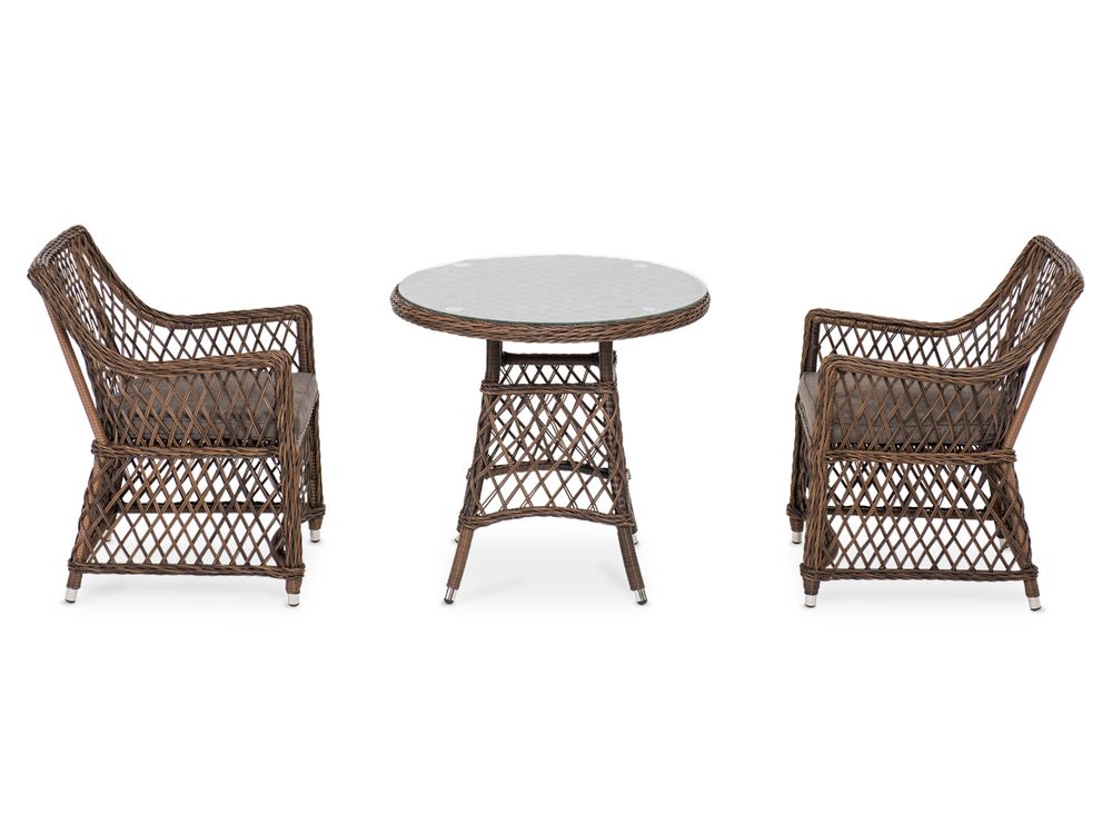 "Эспрессо-80 L" обеденная группа плетеная, цвет коричневый