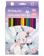 Карандаши цветные ПандаРог Anime Girl, 18 цветов, пластиковые, шестигранные