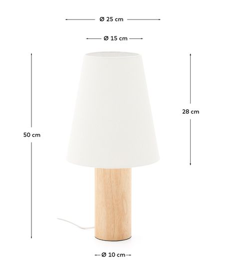 Настольная лампа Marga из массива каучукового дерева с натуральной отделкой