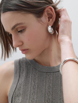 Massimo Dutti Топ из ажурной ткани с круглым вырезом, серый