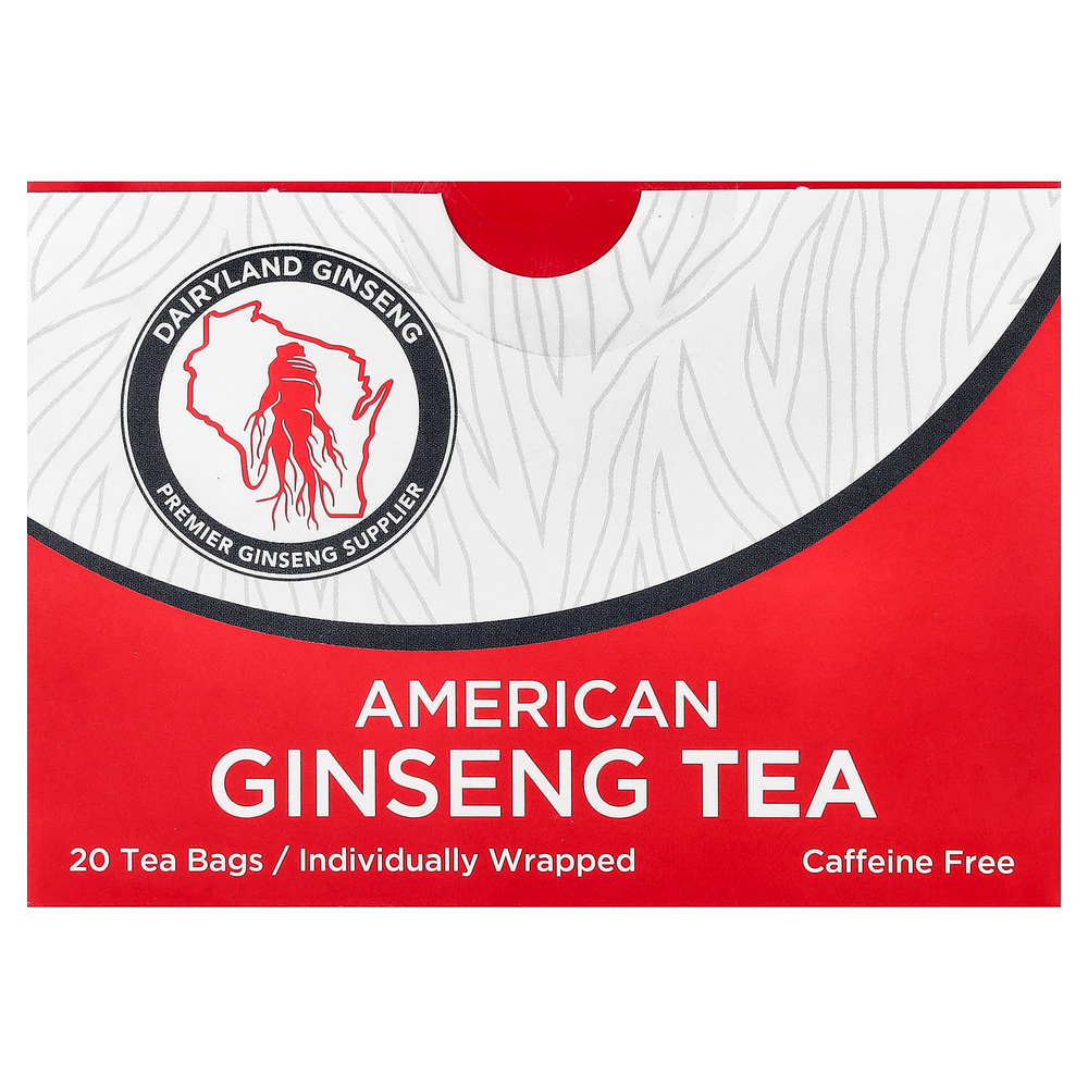 Dairyland Ginseng, чай с американским женьшенем, без кофеина, 20 чайных пакетиков