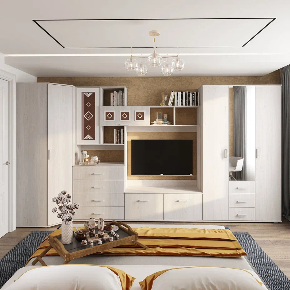 Шкаф трехдверный для одежды Белла, ясень белый