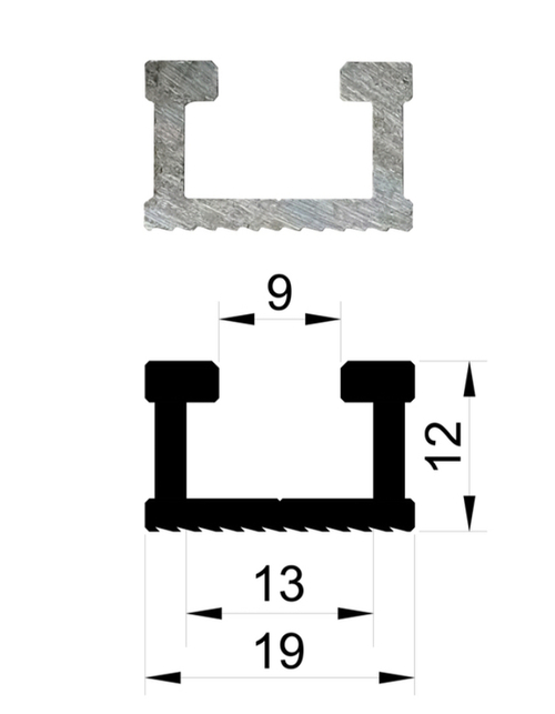 Профиль алюминиевый 19х12 длина 1,2 м Woodwork TR19.120