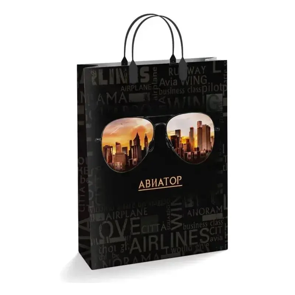 Подарочные пакеты 30+10из мягкого пластика (Интерпак) х10 (Авиатор) Россия
