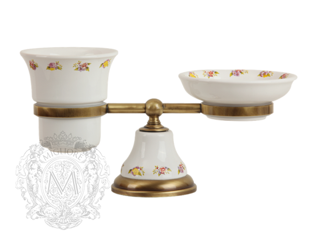 Стакан и мыльница  настольные Migliore Provance ML.PRO-60.510 керамика с декором