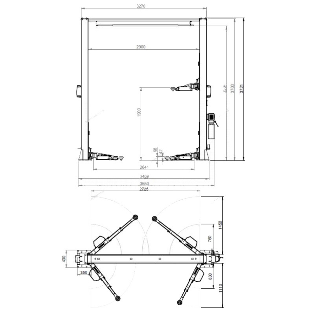 NORDBERG (N4122HM-4B) Подъемник 2х стоечный 380В, г/п 4т, с верхней синхронизацией