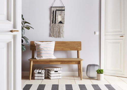 Скамья в прихожую деревянная Мудэ с местом для хранения вещей, скамья на кухню из массива дуба, скамья для спальни