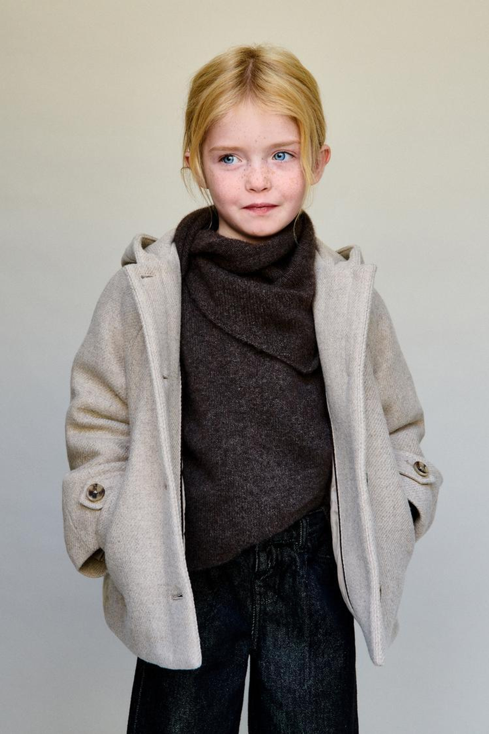 ZARA ПАЛЬТО С КАПЮШОНОМ, БЕЖЕВЫЙ