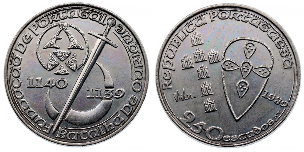Португалия 250 эскудо, 1989 850 лет образования Португалии