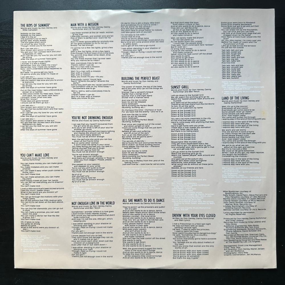 Don Henley - Building The Perfect Beast (Европа 1984г.)