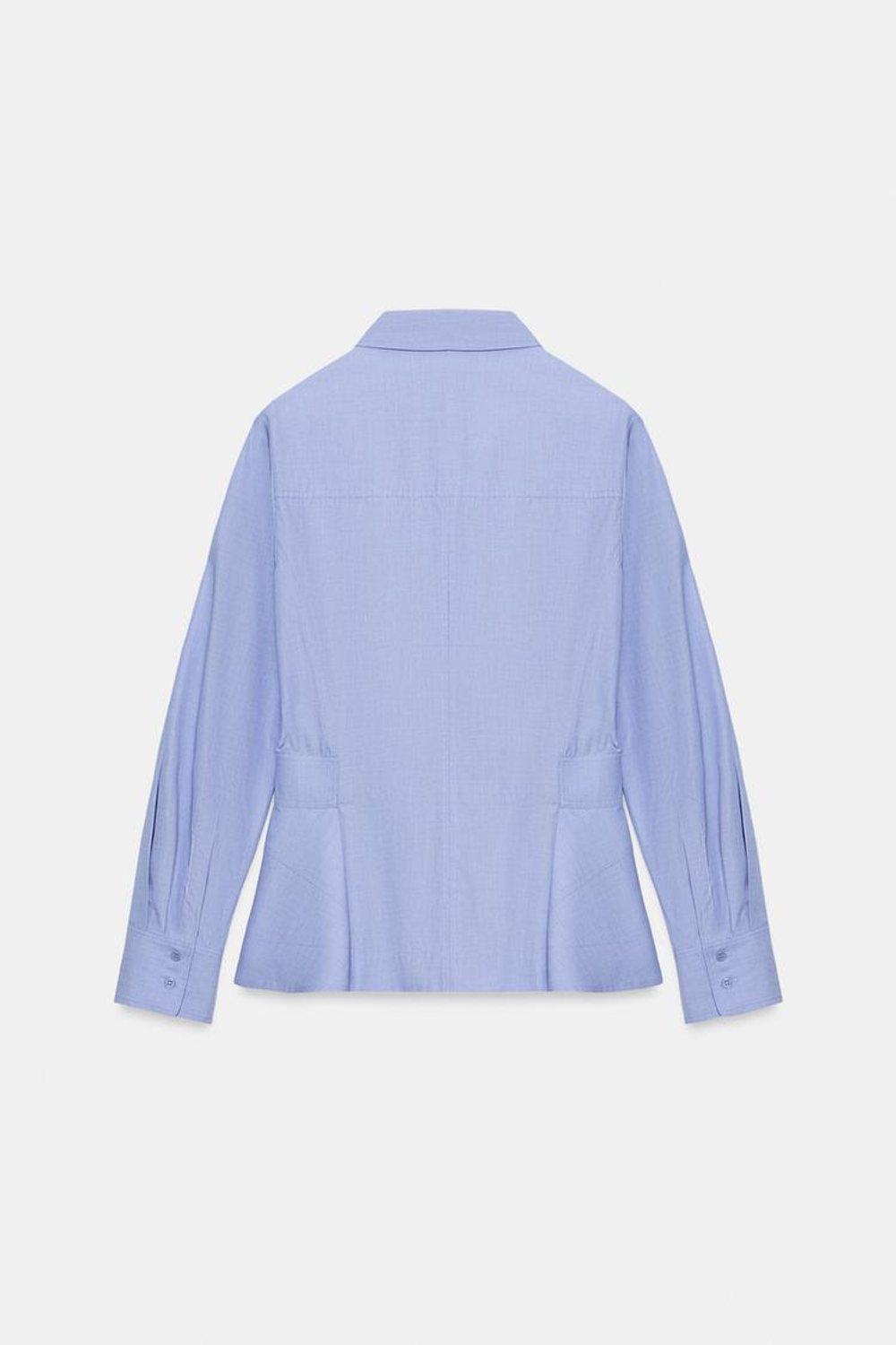 ZARA РУБАШКА ИЗ ПОПЛИНА С БАСКОЙ — ZW COLLECTION, СИНИЙ МЕЛАНЖ