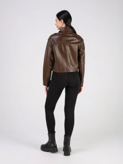 Кожаная куртка демисезонная косуха оверсайз