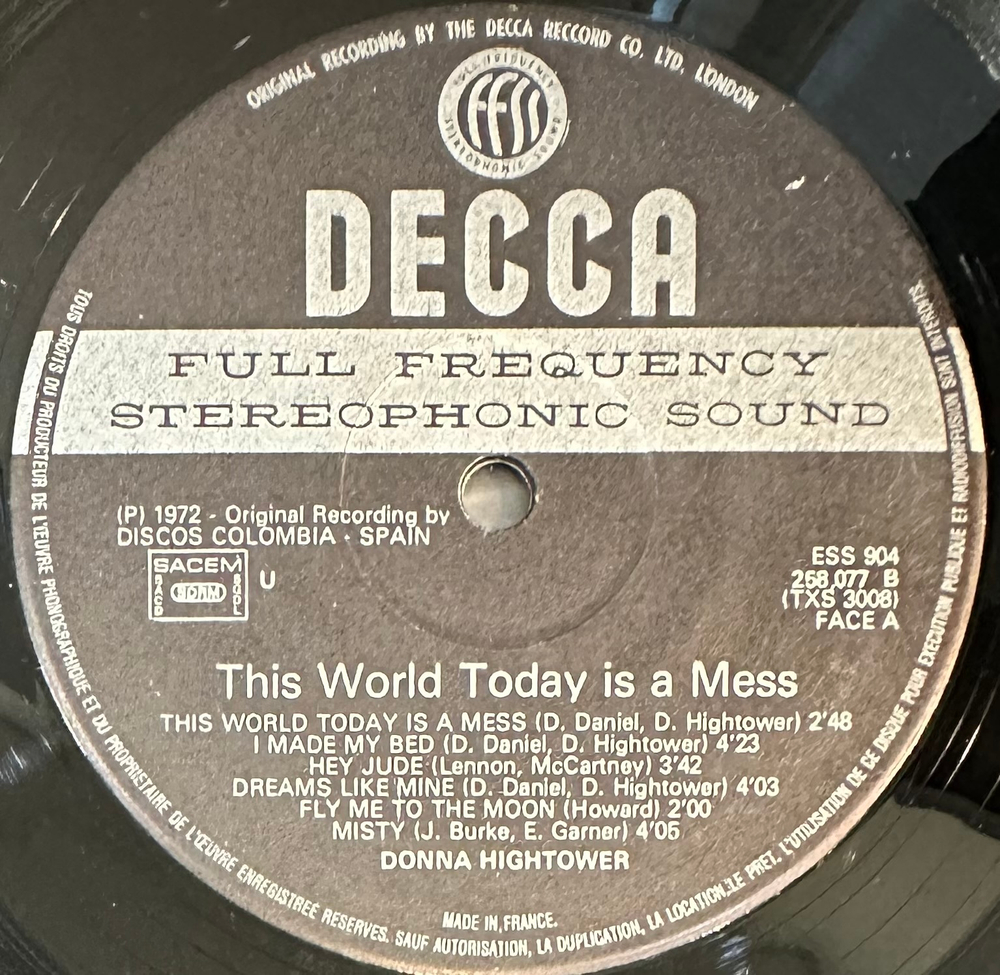 Donna Hightower- This World Today Is A Mess (Франция 1972г.)