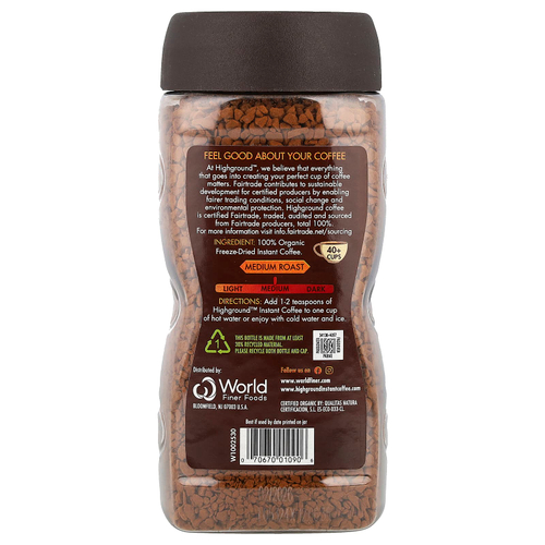 Highground Coffee, Органический растворимый кофе, средний, 100 г