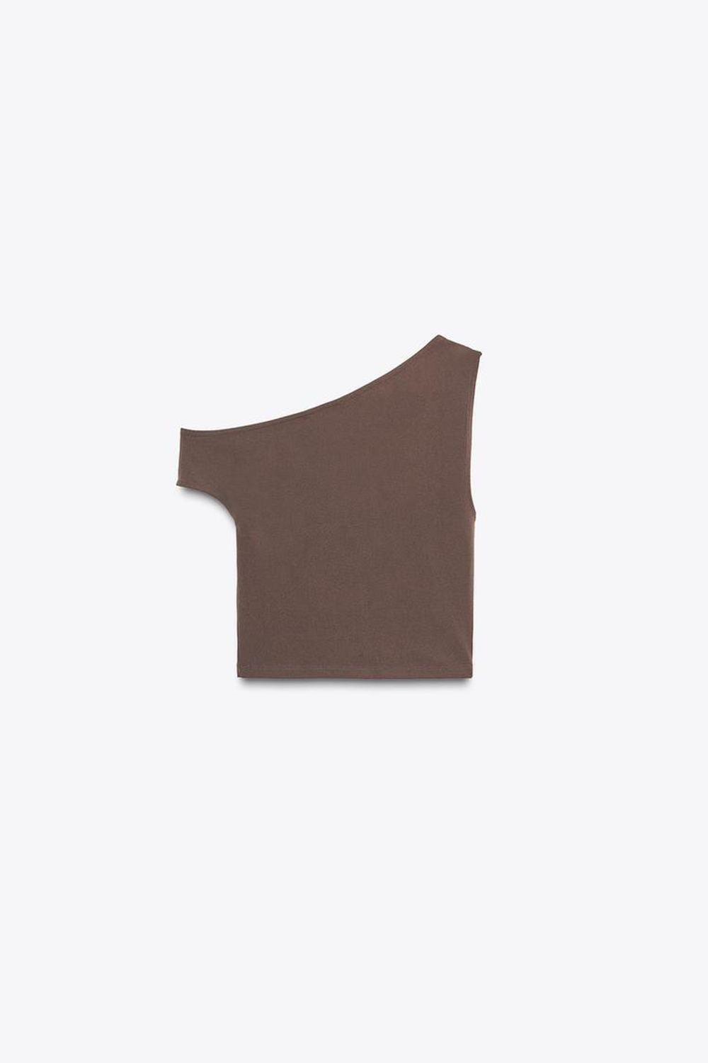 ZARA ТОП АСИММЕТРИЧНОГО КРОЯ С ТЕКСТУРОЙ, КОРИЧНЕВЫЙ