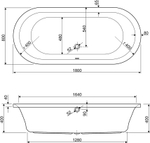 Акриловая ванна 180x80 см Cezares METAURO-Central-180-80-40-W37
