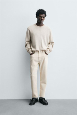 ZARA ДЖИНСЫ SLIM TAPERED FIT, ЭКРЮ