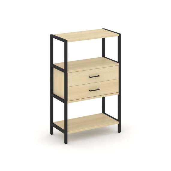 Shelf System Односекционный стеллаж трехярусный с ящиками SN.STM-312 Акация Лорка/Металл Черный 810*