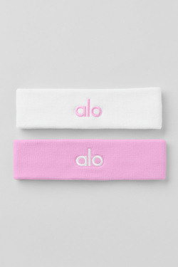 Alo yoga Спортивная повязка на голову (2 шт.), розовый/белый