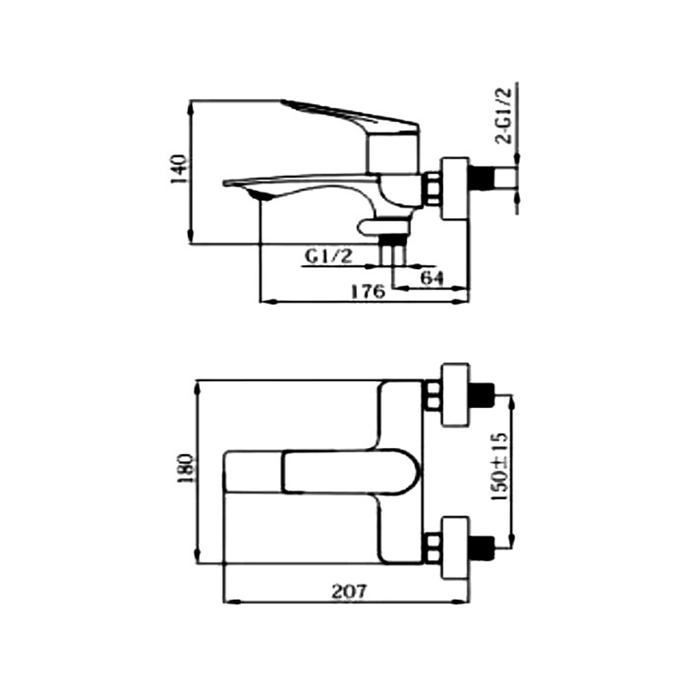 Смеситель для ванны 35к HB60816-3  HAIBA картридж перекл оружейная сталь