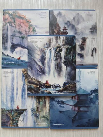 Тетрадь 48 листа А5+. "Искусство Японии", общая, клетка. Формат А5+ (163*203 мм). Арт.120044. С полями. Комплект 5 шт.